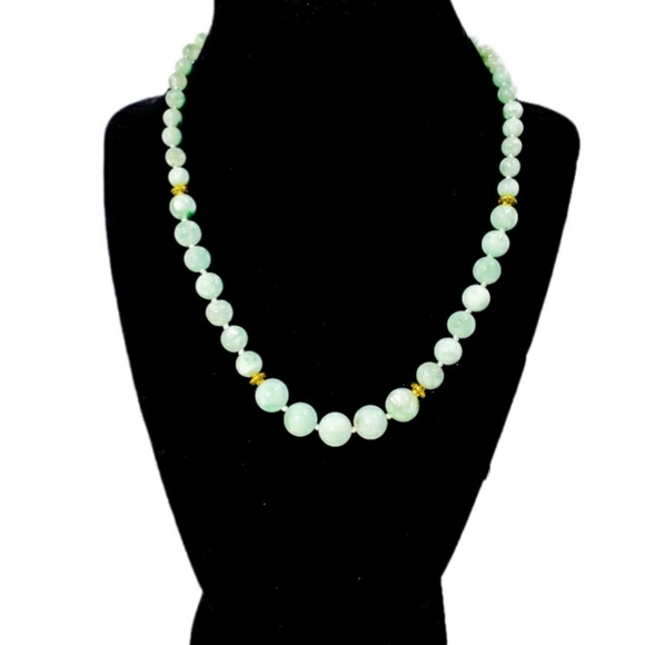 Hand Crafted Jewelry - Green Moonstone Graduated 17" Necklace